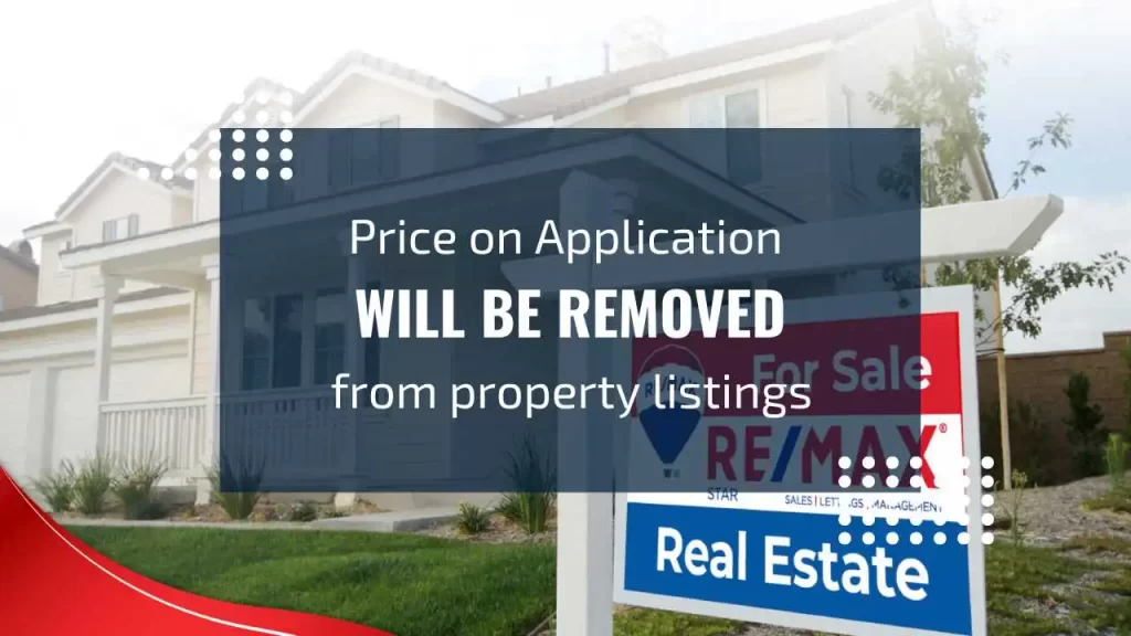 Estate agent holding a property listing showing the price on application change