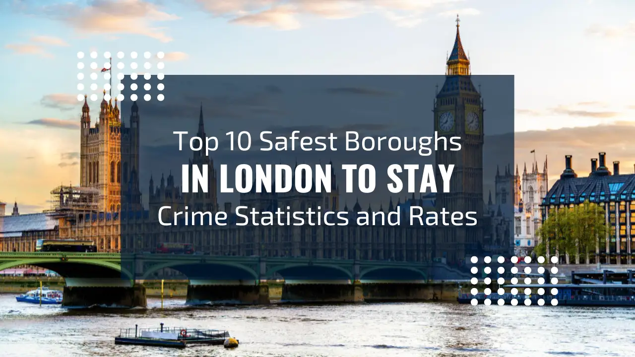 Map showing the safest boroughs in London based on 2025 crime statistics